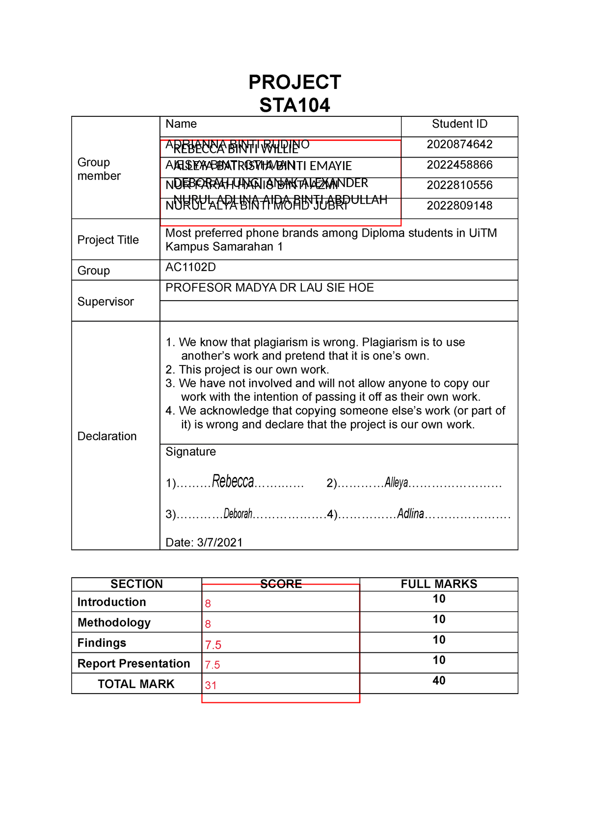 sta104 group assignment questionnaire