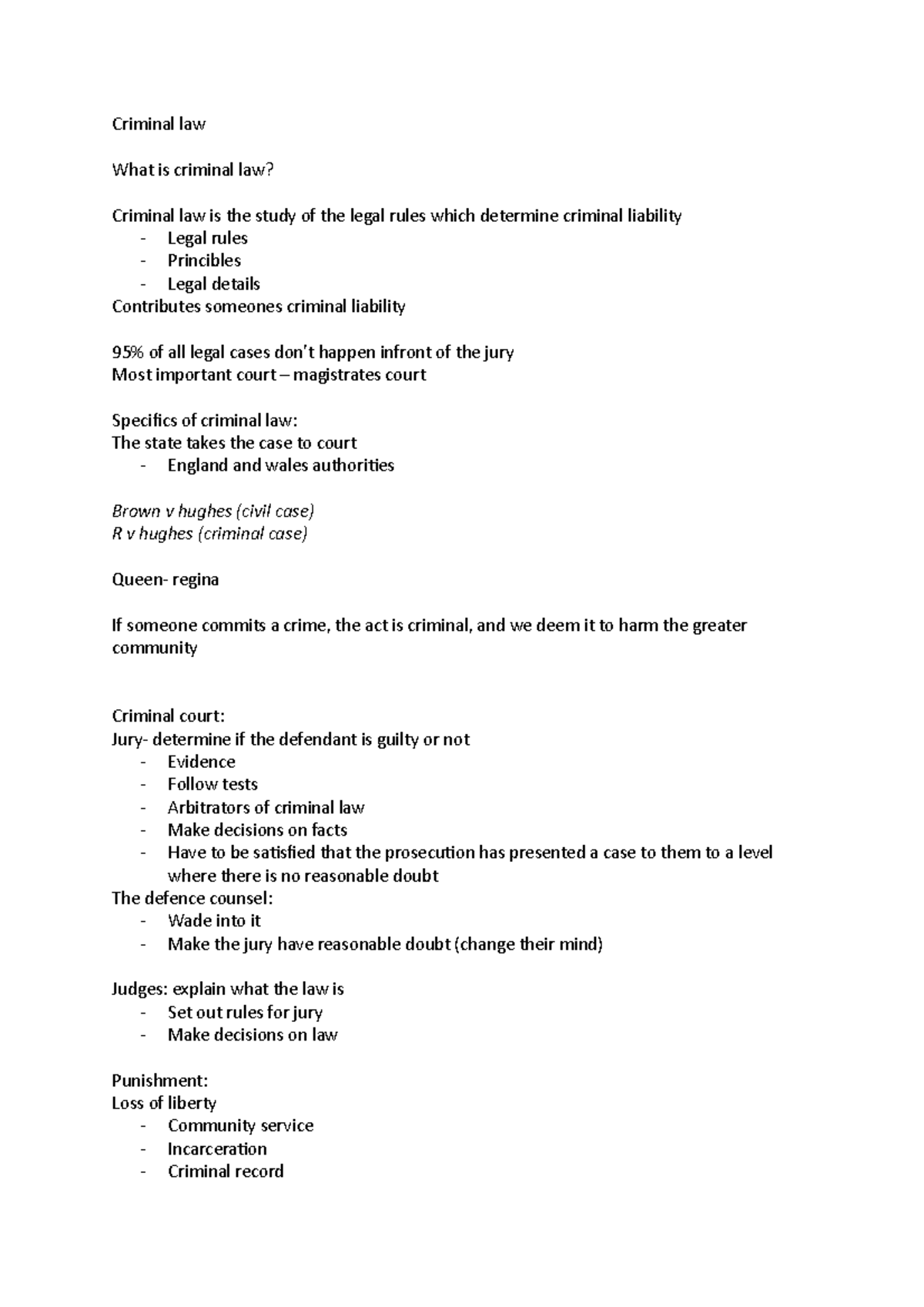 Criminal law - Lecture notes 1-8 - U22005 - Brookes - Studocu