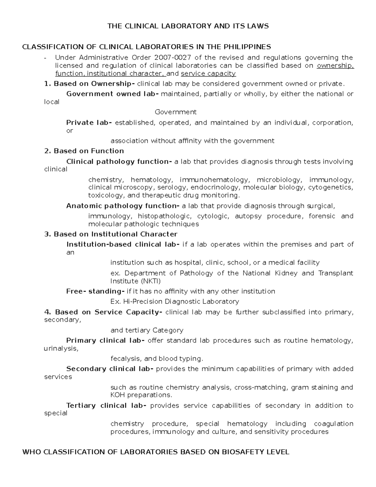 Mtlbe (clinical lab) - THE CLINICAL LABORATORY AND ITS LAWS ...