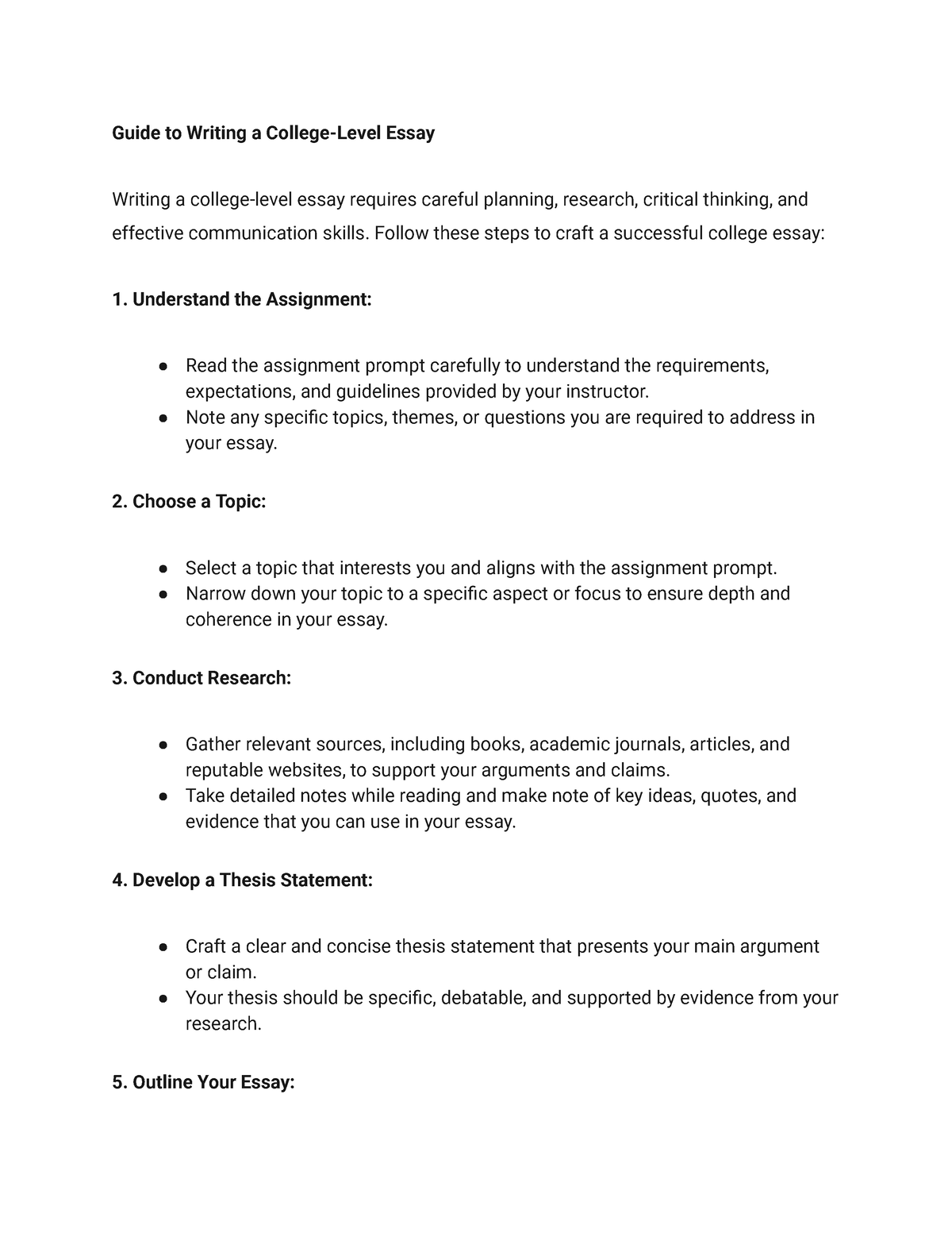 writing a college level essay font