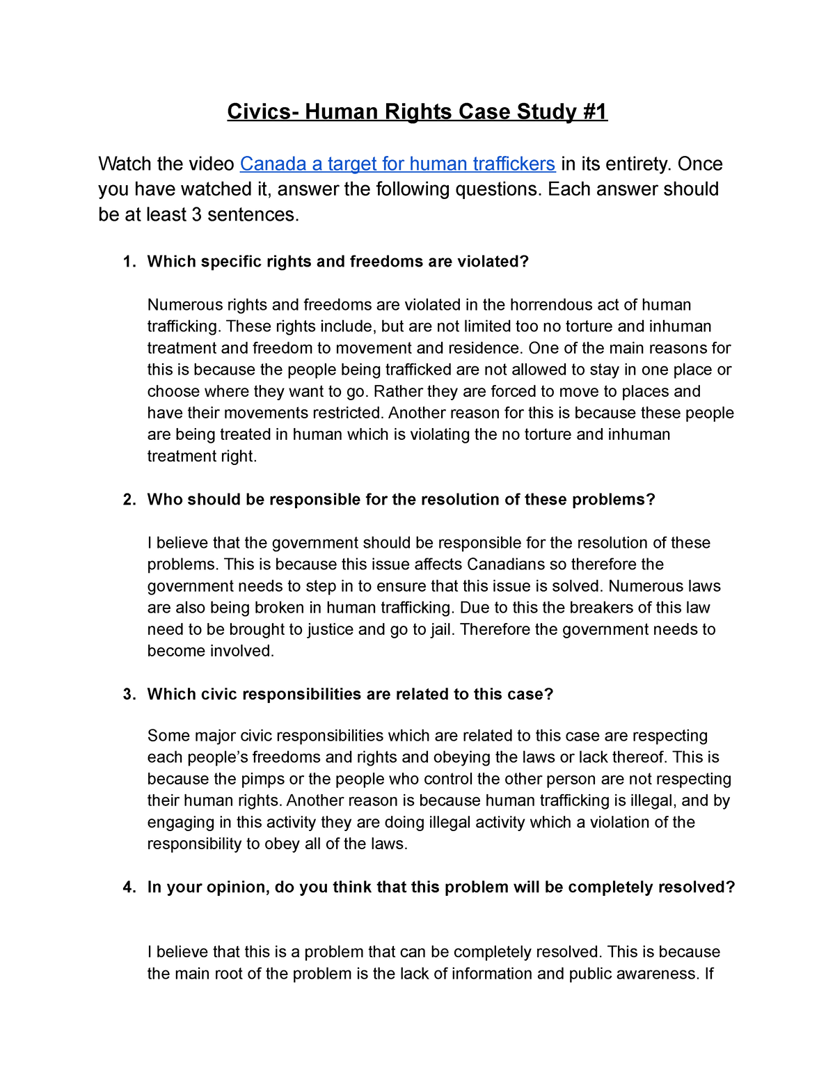 human rights case study questions