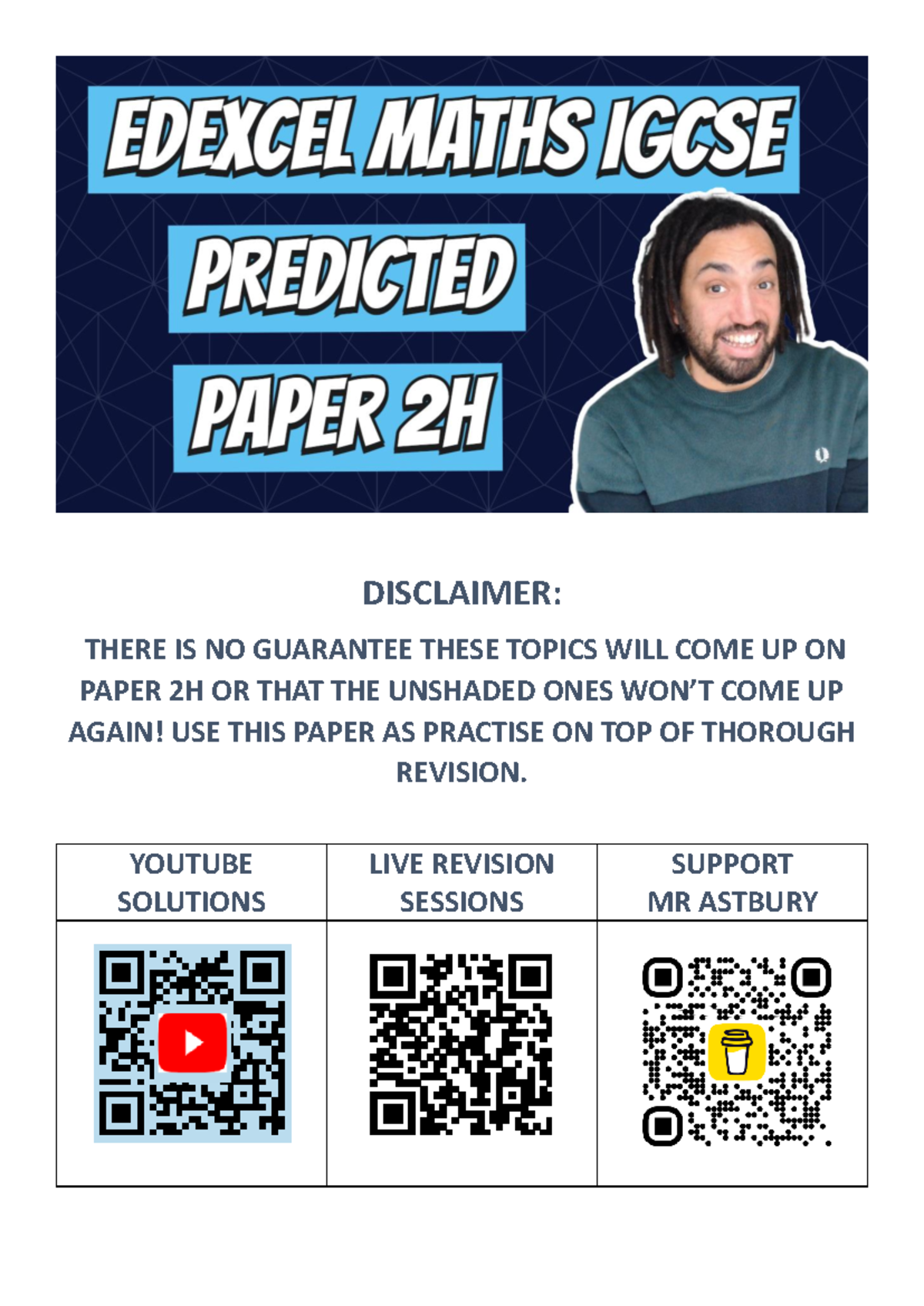 2024 Edexcel Igcse Maths Predicted Paper 2H - DISCLAIMER: THERE IS NO ...