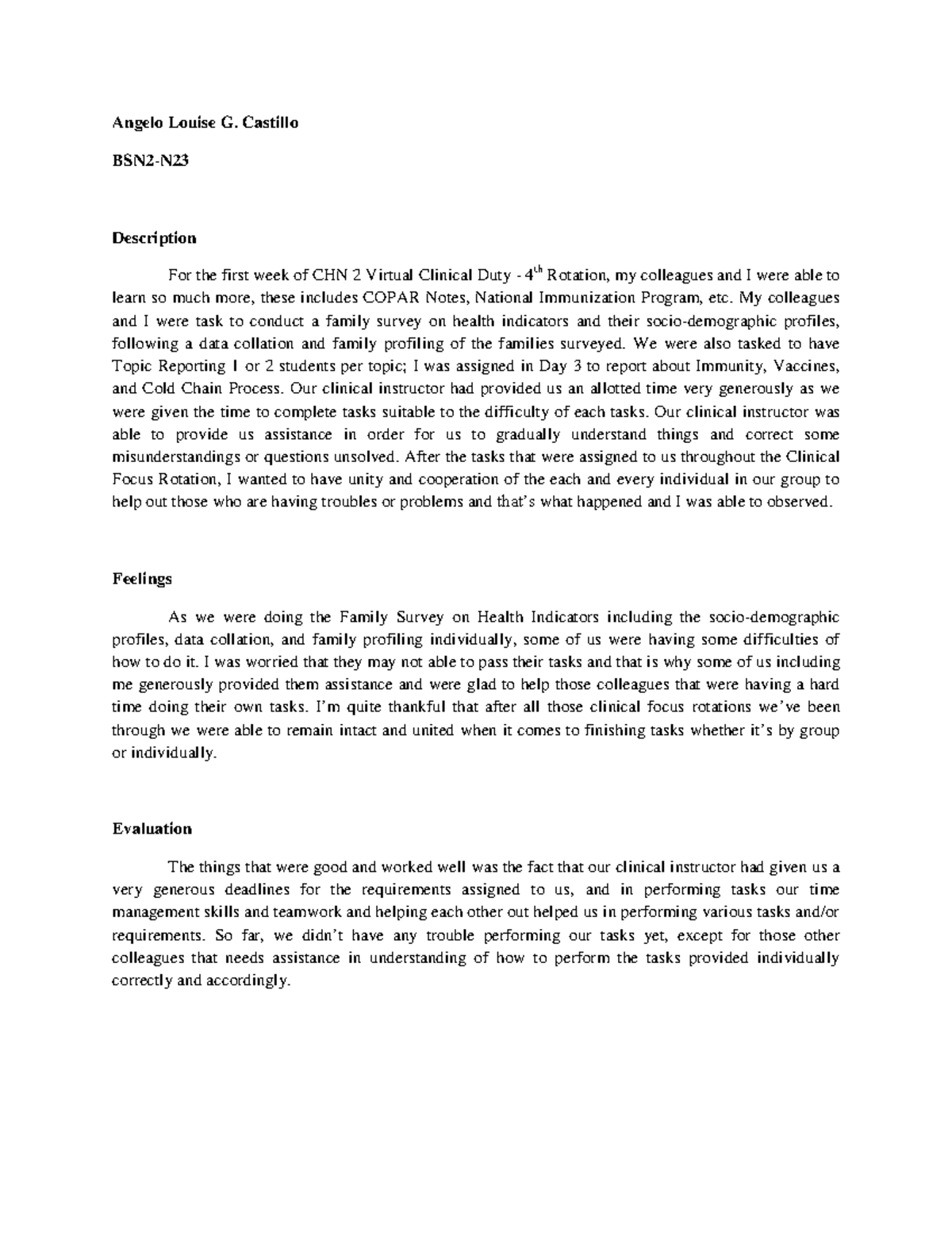 Reflection No1 - 45343434 - Angelo Louise G. Castillo BSN2-N ...