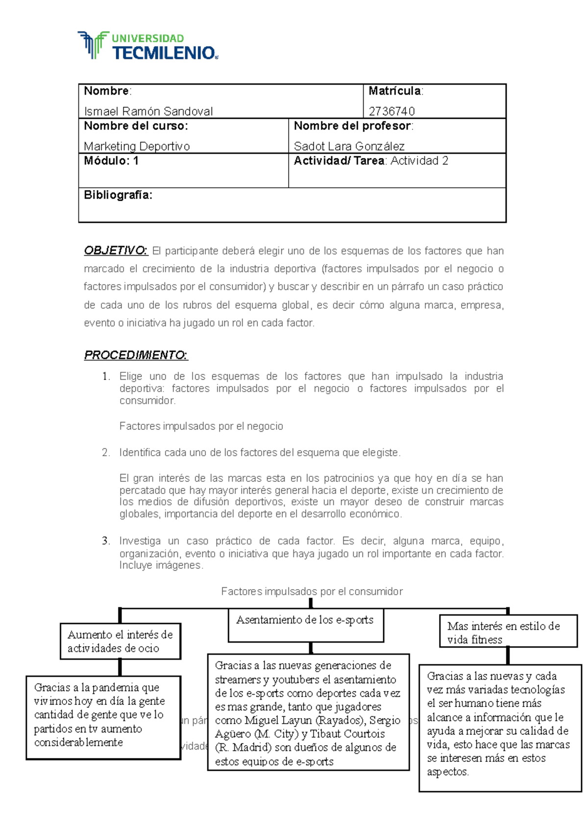 ACT 2 Marketing Deportivo - Nombre : Ismael Ramón Sandoval Matrícula ...