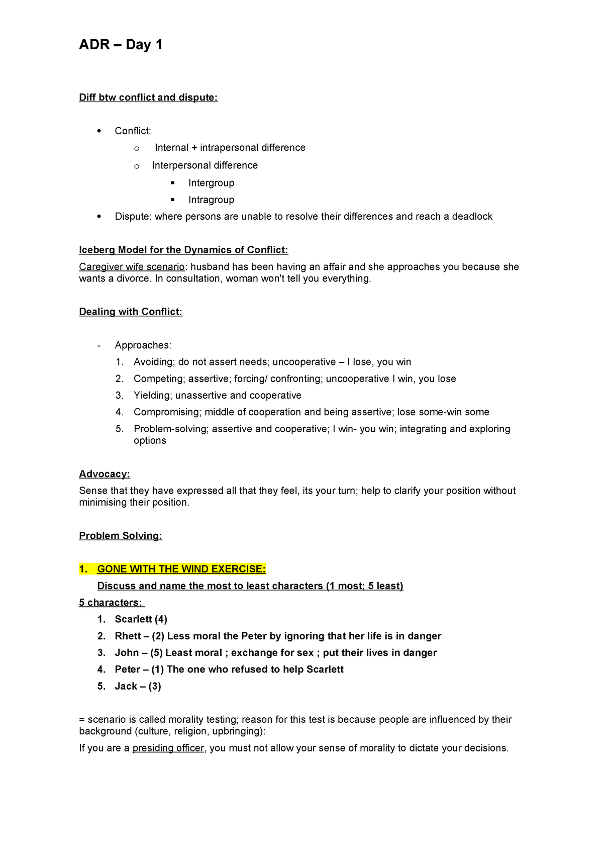 ADR DAY ONE - Alternative Dispute resolution notes on mediation and its ...