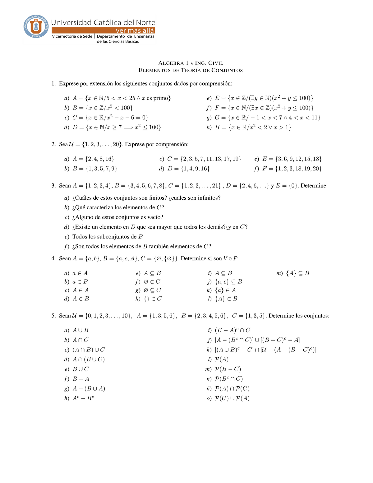 Algebra 1 Guia2 Conjuntos 115 Lista Studocu