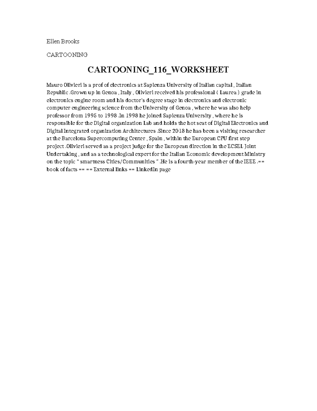 Cartooning 116 Worksheet - Ellen Brooks CARTOONING CARTOONING_116 ...