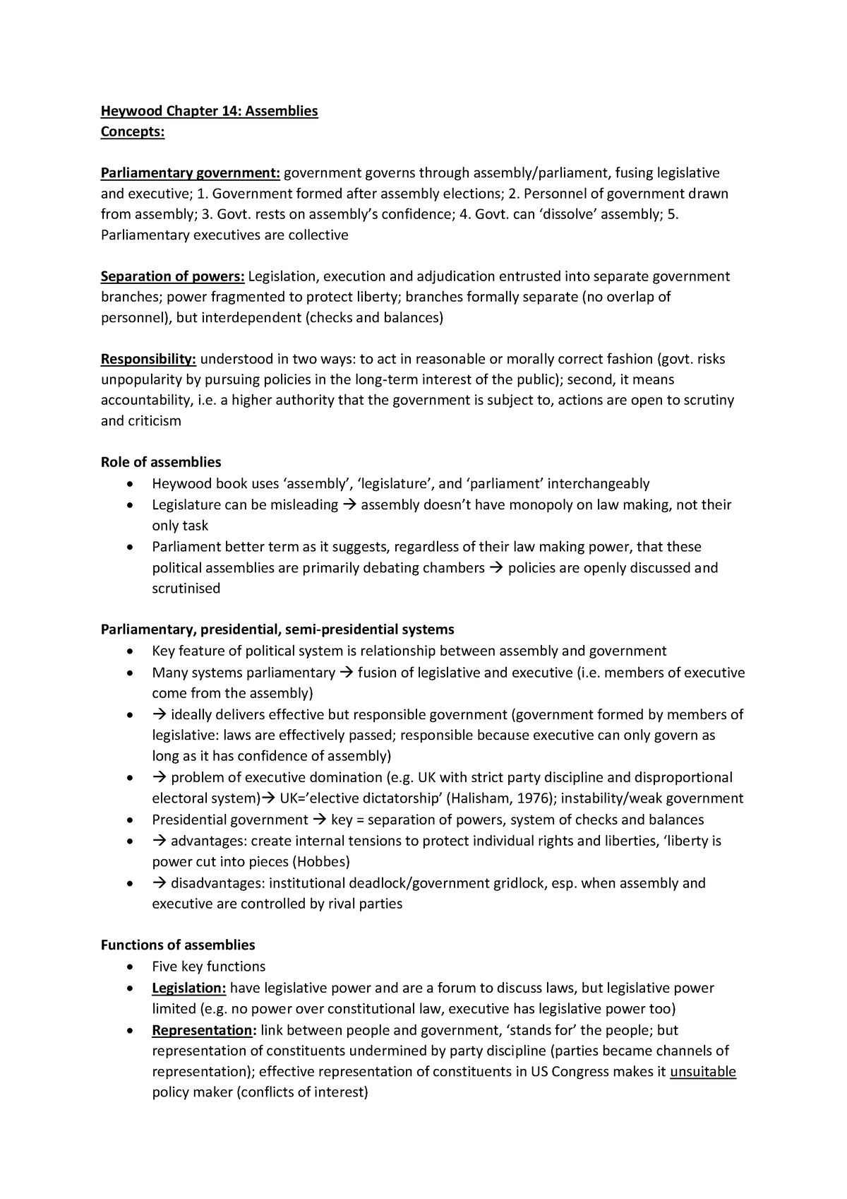 Heywood Chapter 14 - Politics - Heywood Chapter 14: Assemblies Concepts ...