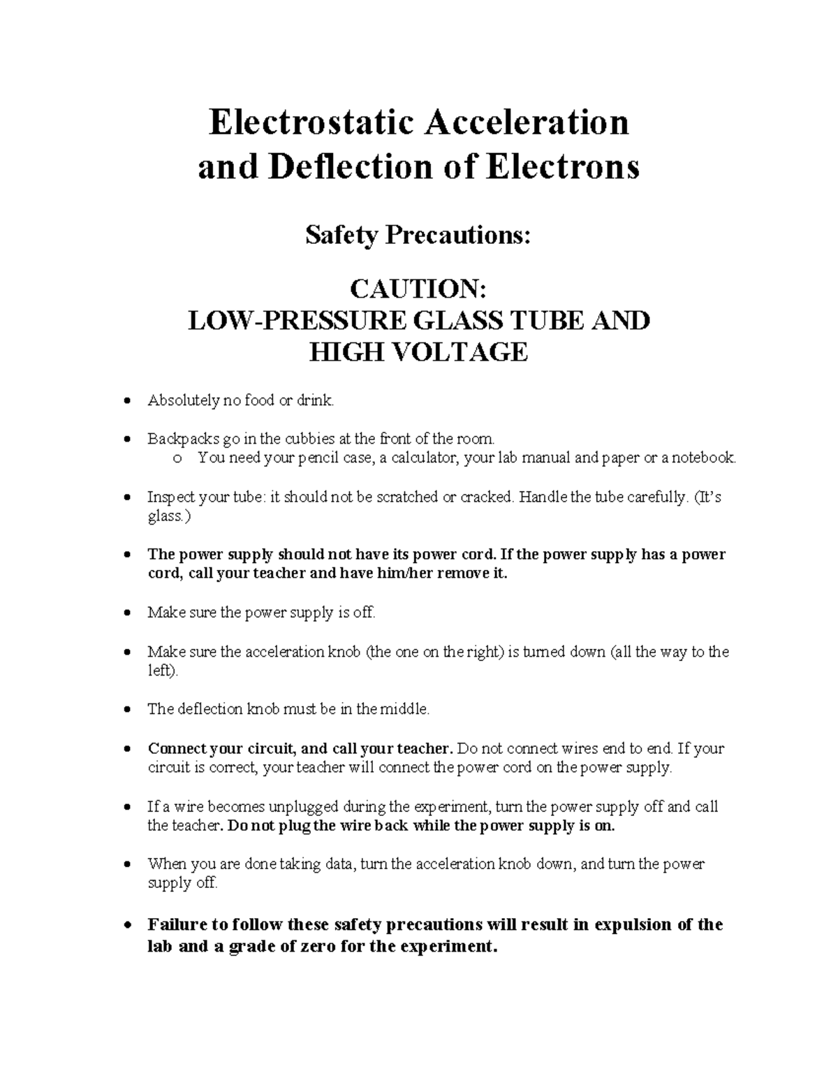 Lab4CRT Electrostatic Acceleration and Deflection of Electrons