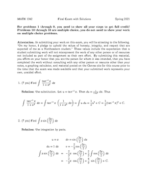 1342 Final Spring 2021 Spaced Solutions - MATH 1342 Final Exam Spring ...