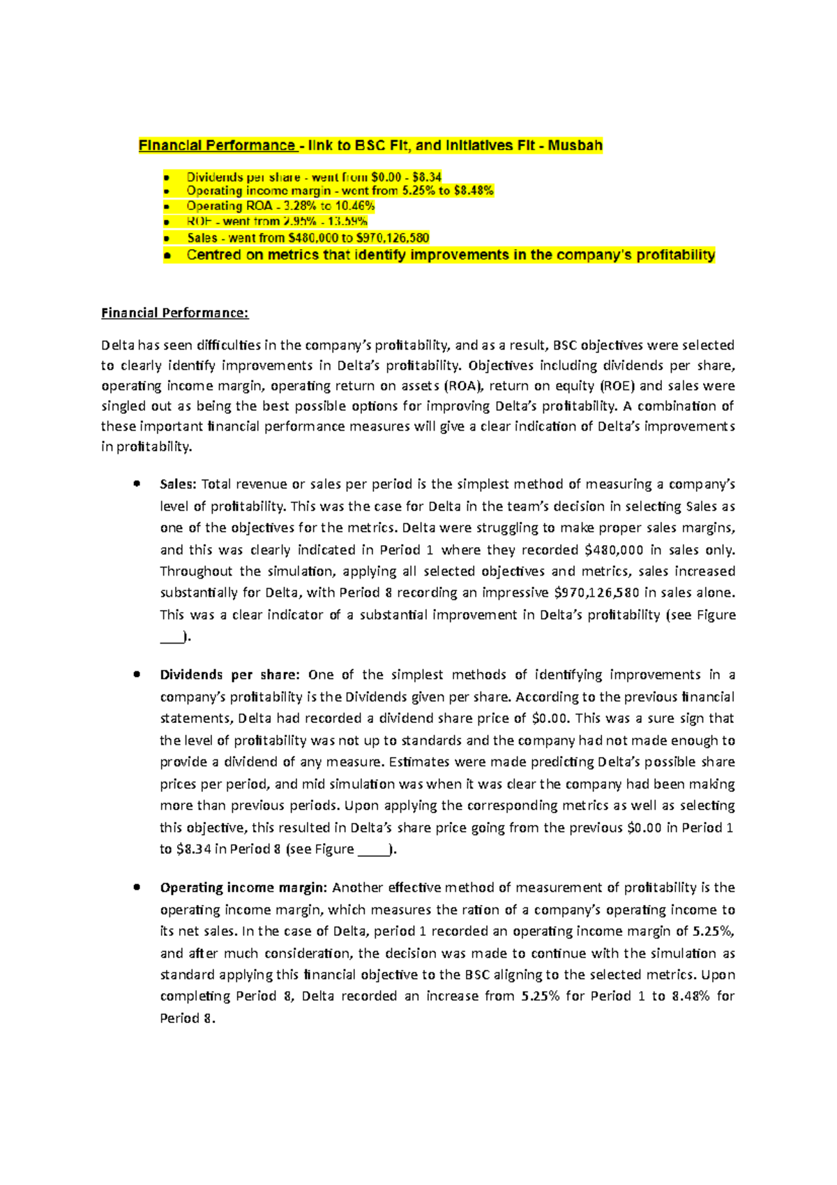 Financial Performance objective Assessment 2 - Financial Performance ...