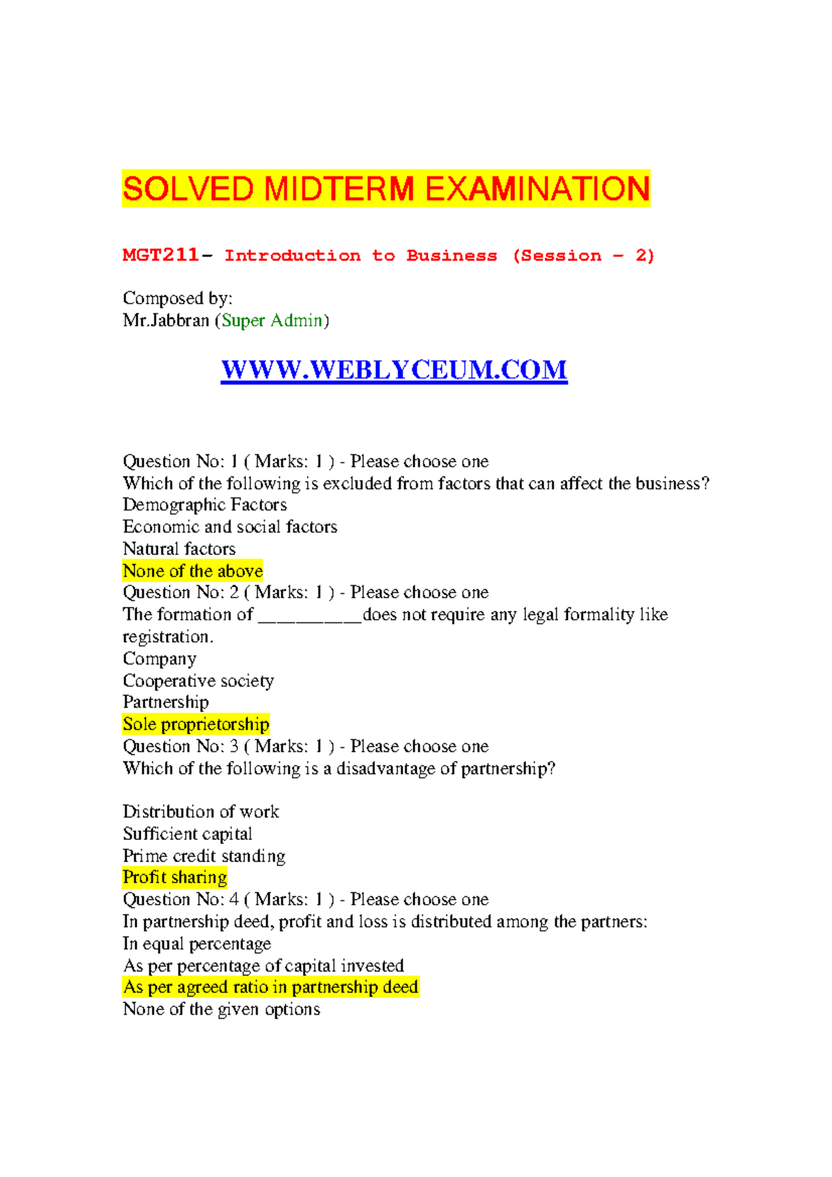 MGT211 Midterm Solved Paper By Mr - - Studocu