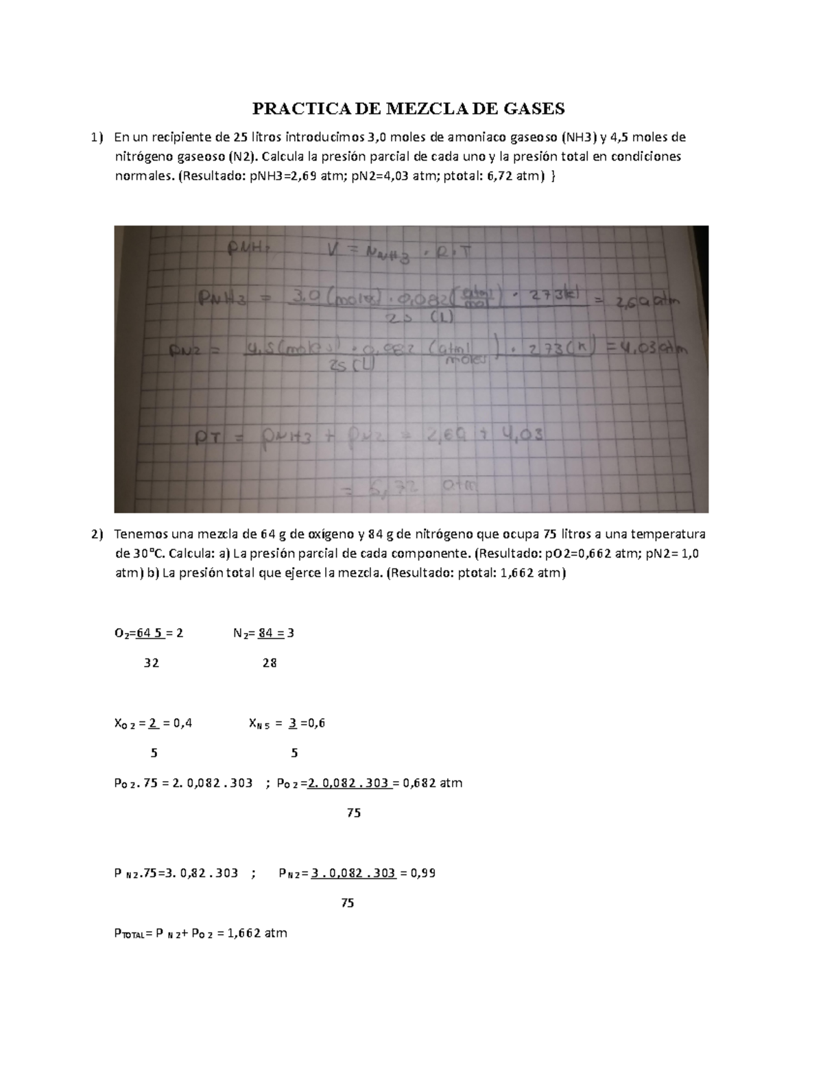 21 Practica DE Mezcla DE Gases - PRACTICA DE MEZCLA DE GASES En Un ...