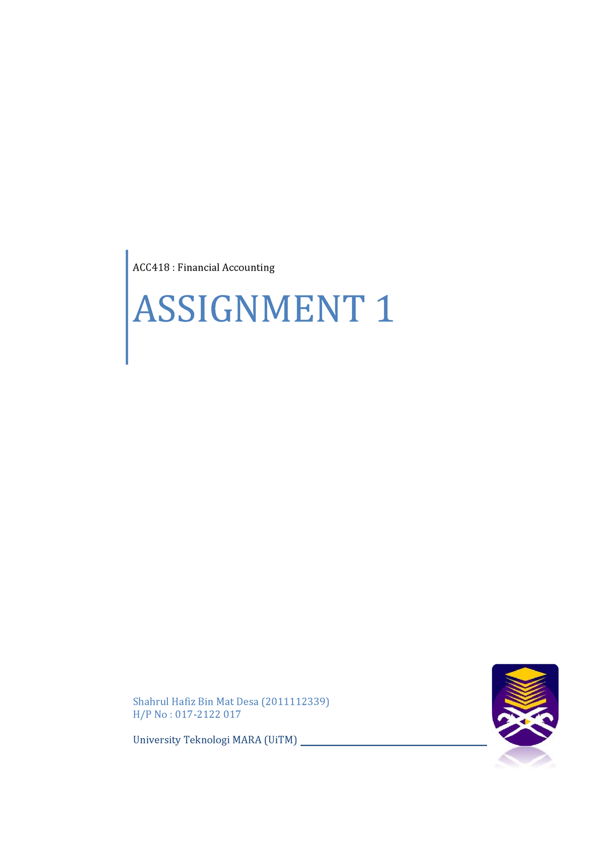 accounting 1 assignment