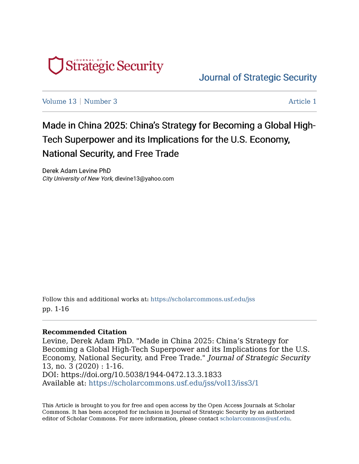 Group Project Reading Made in China 2025 China s Strategy for