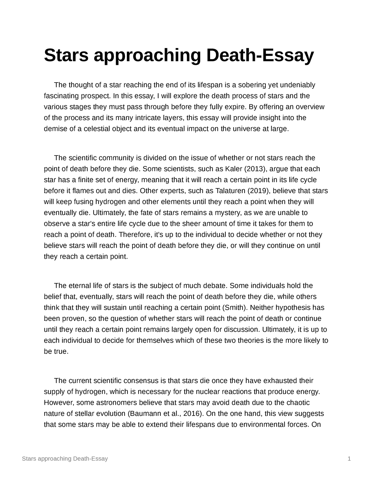 essay about dead stars brainly