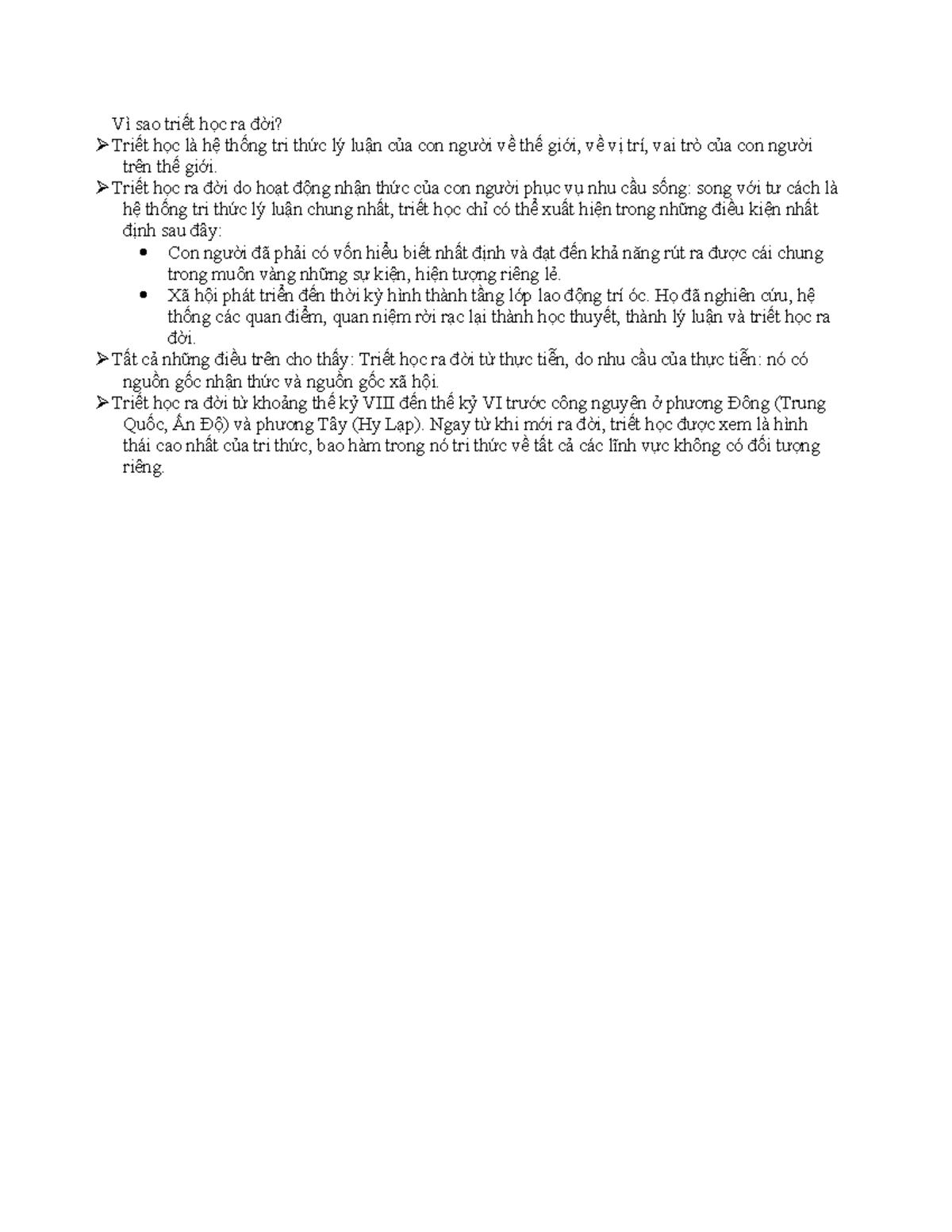 Bài tập triết học 123 Vì sao triết học ra đời Triết học là hệ thống tri thức lý luận của