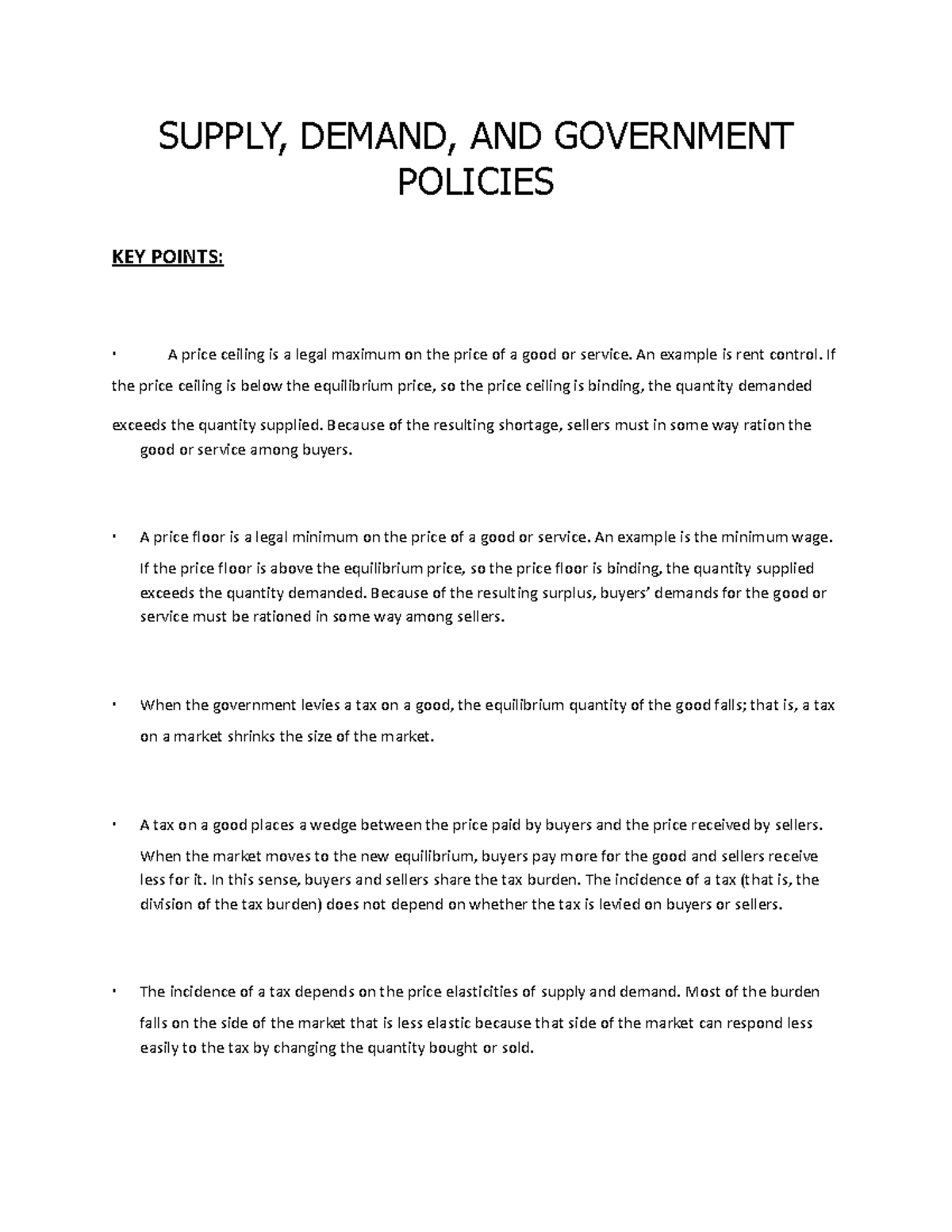ECON 1101 - Macroeconomics Lecture Notes 6 - SUPPLY, DEMAND, AND ...