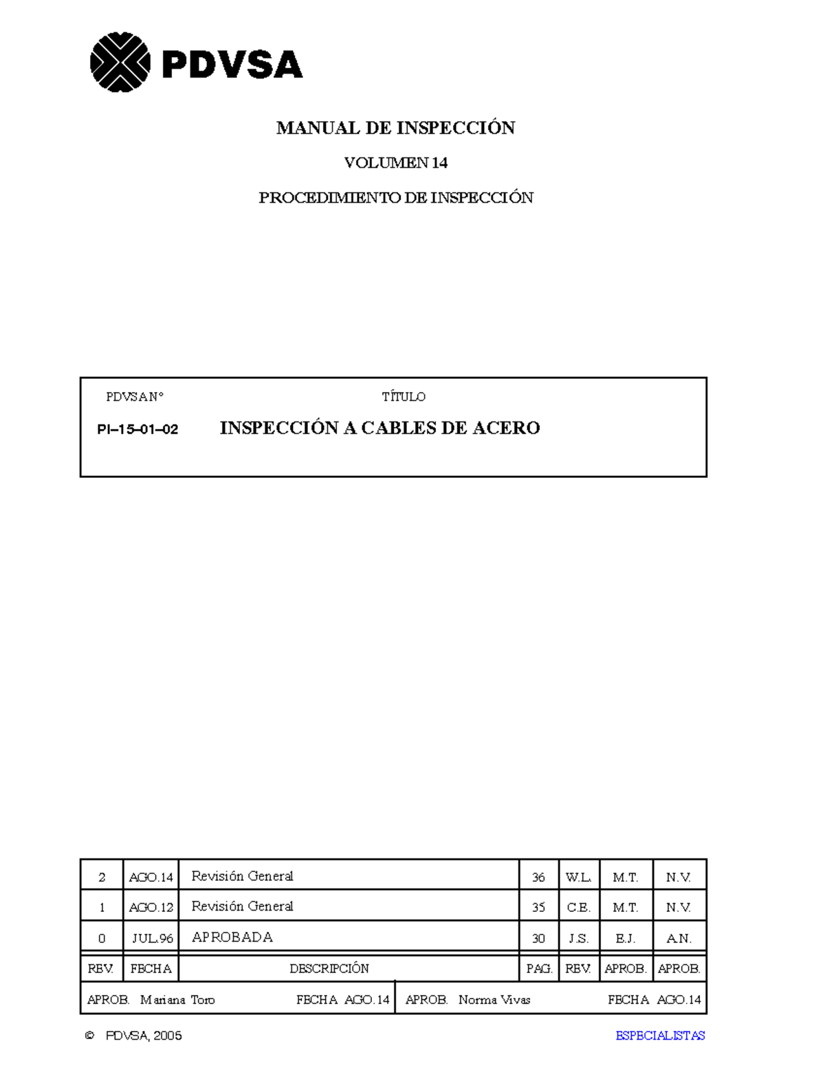 Pi 15 01 02 - Efefefefefef - PDVSA N TÍTULO REV. FECHA DESCRIPCIÓN PAG ...