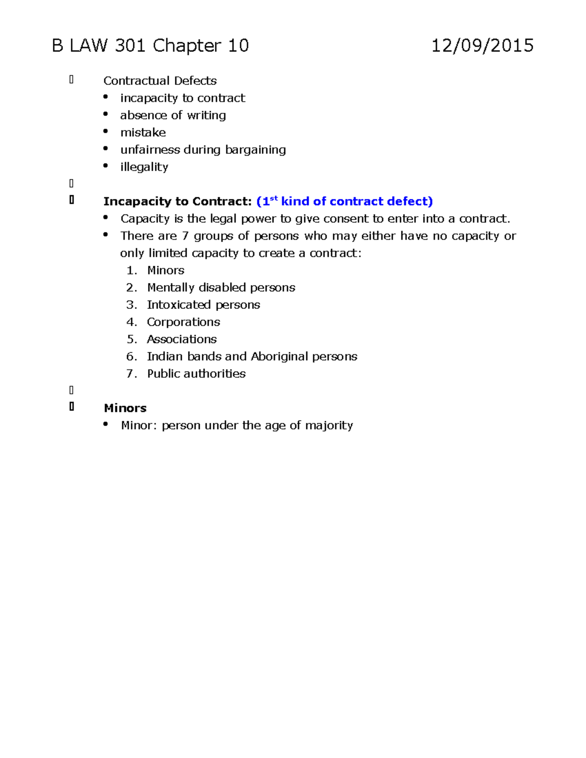 B LAW 301 Chapter 10 - Lecture Notes, Textbook Notes, Along With ...