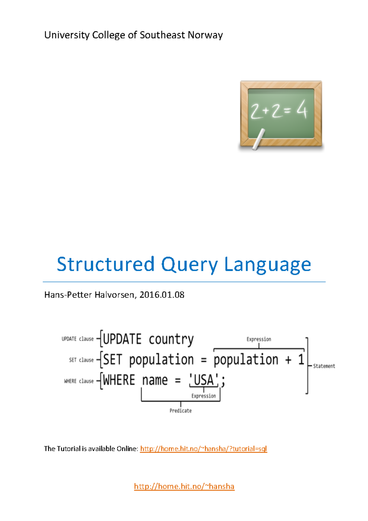 Structured Query Language- SQL Server tutorial - University College of ...