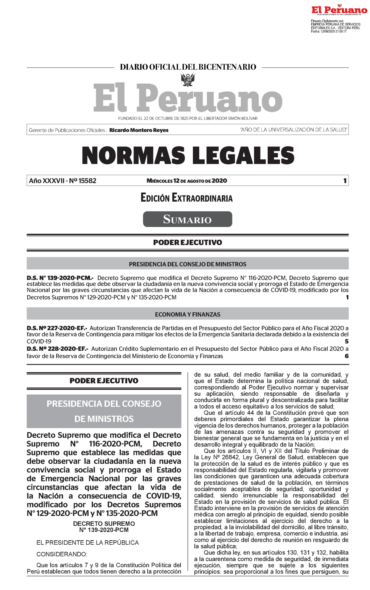 Decreto Supremo Que Modifica El Decreto Supremo N 116 2020 Decreto ...