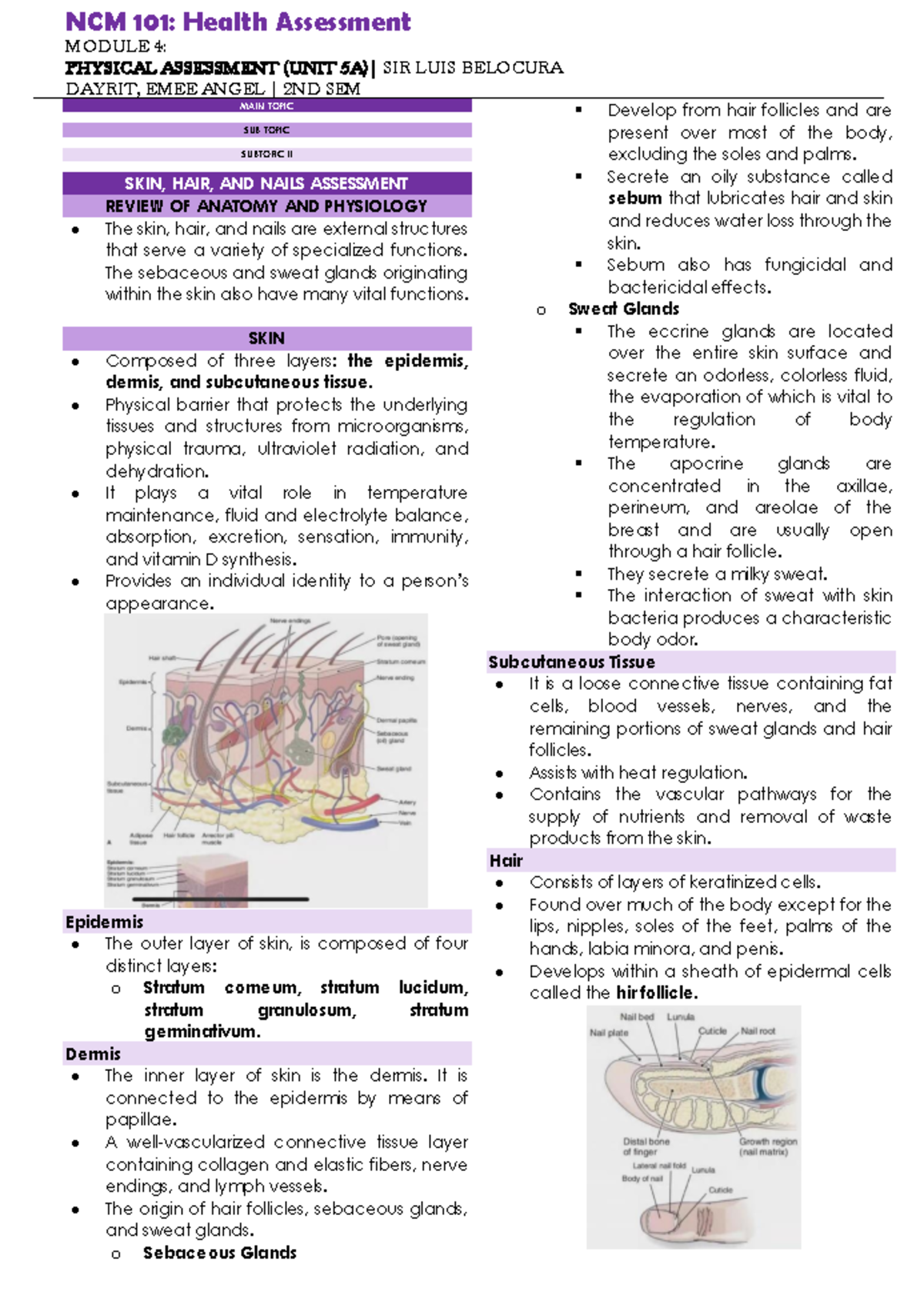 Health Assessment - NCM 101: Health Assessment MODULE 4 : PHYSICAL ...