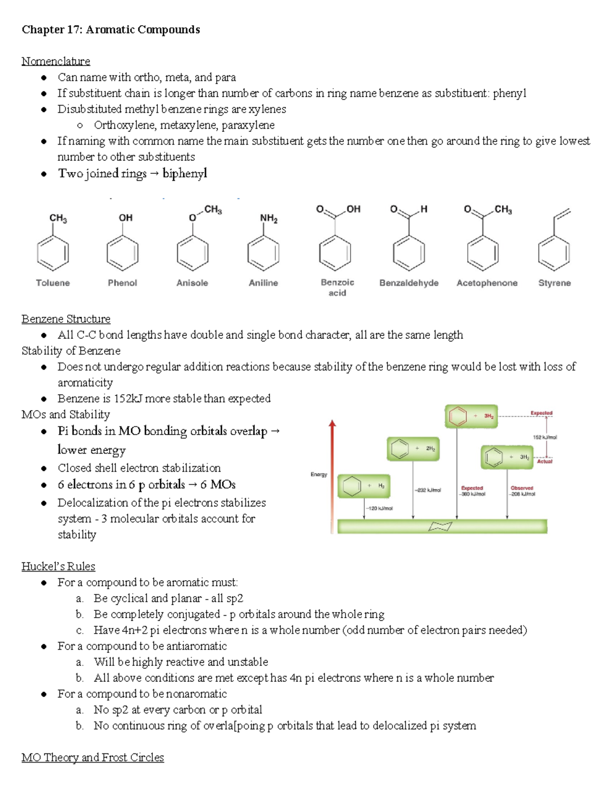 Orgo - Chapter 17 Study Guide - Chapter 17: Aromatic Compounds ...