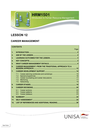 HRM1501 (Lesson 07) - Notes - LESSON 07 ONBOARDING, TRAINING AND ...