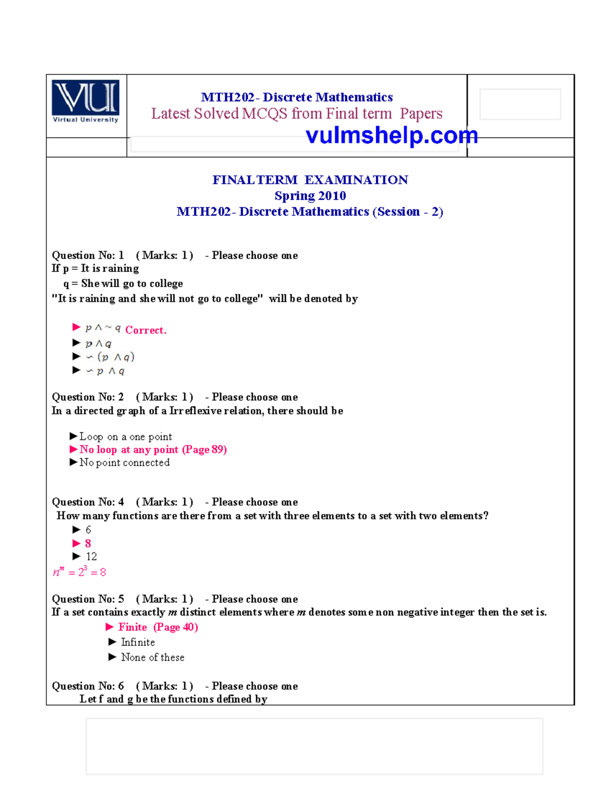 MTH202- Final TERM Solved MCQS WITH Refrences BY Moaaz - MTH202 ...