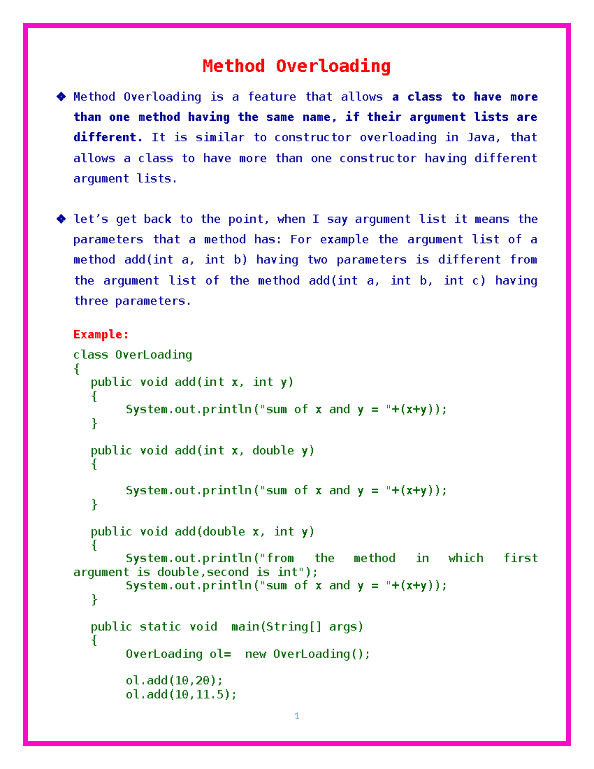 11. Method Over Loading, Method Overriding and Polymorphism - Method ...