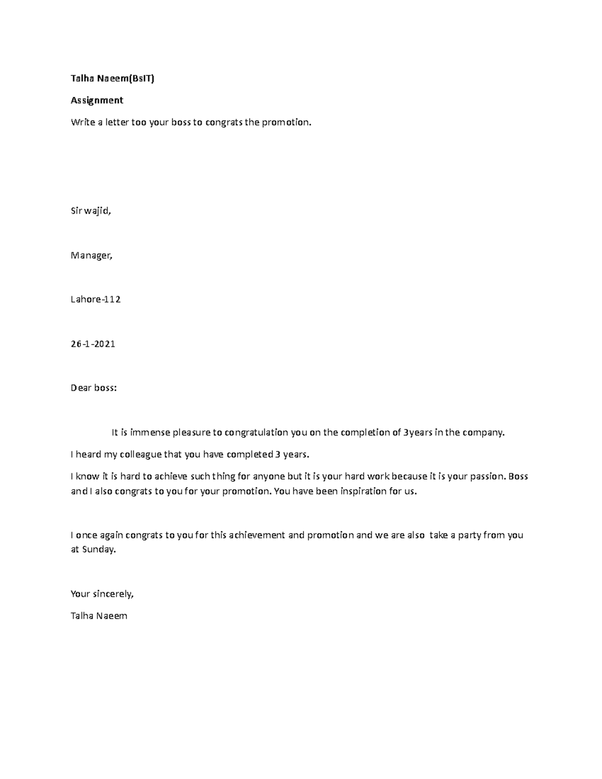 Document (3) - Talha Naeem(BsIT) Assignment Write a letter too your ...