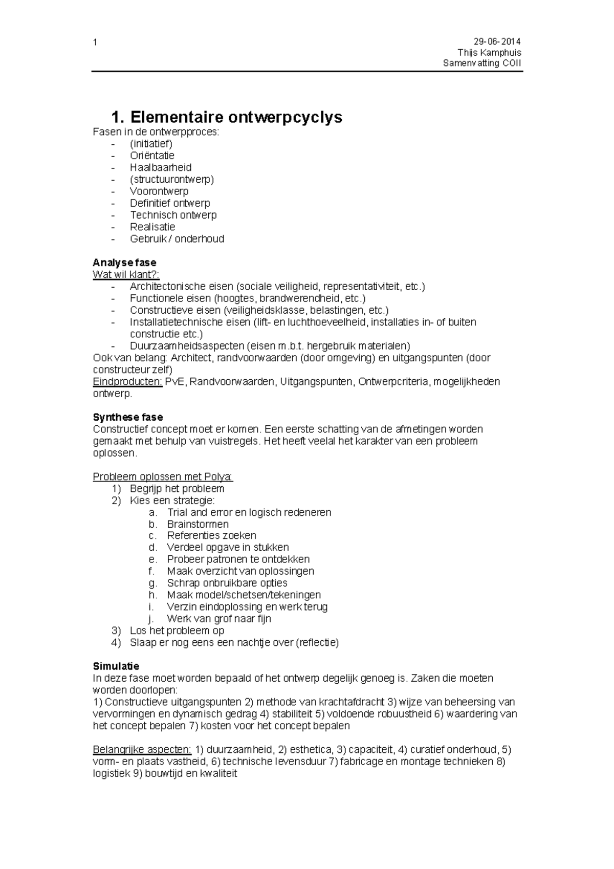 Samenvatting Constructief Ontwerpen 2 (OUD): Hoofdstuk 1 T/m 7 - Thijs ...