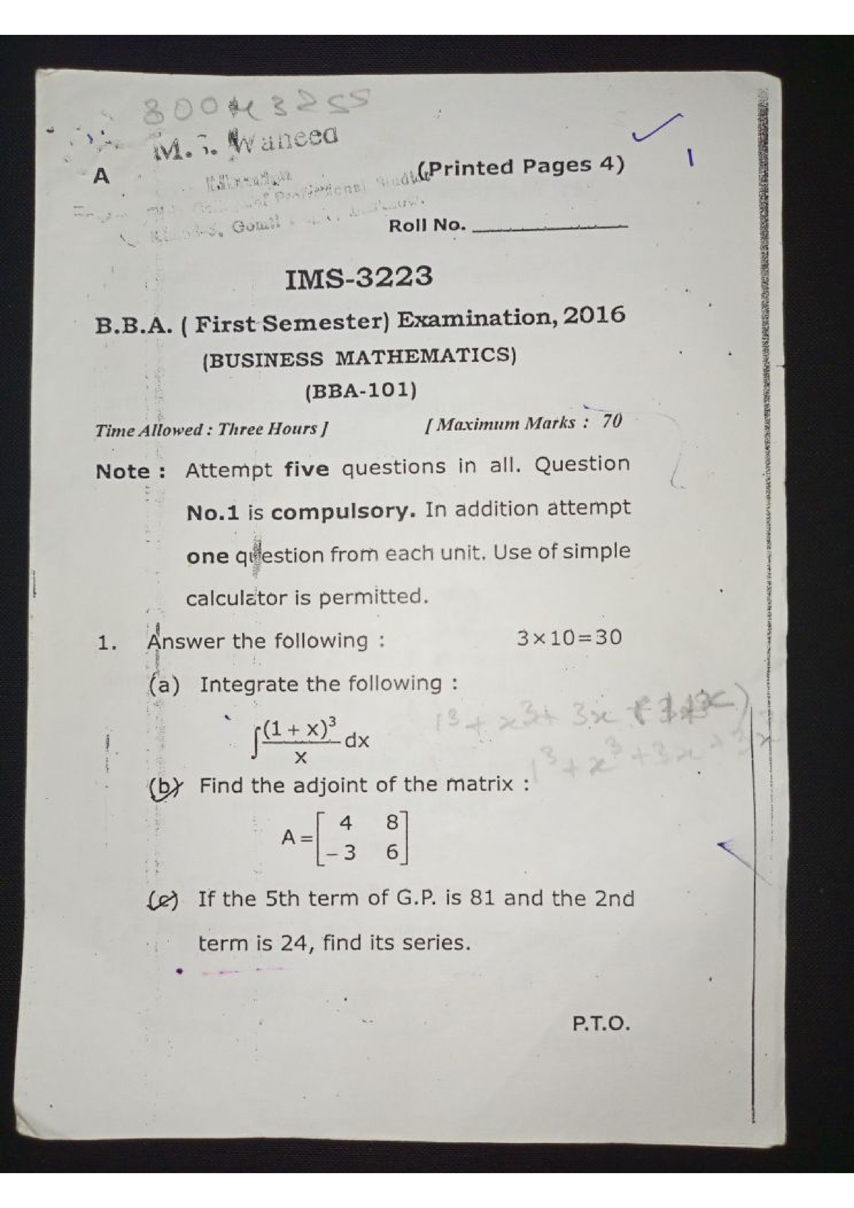 Business Mathematics Semester 1 - Bba - Studocu