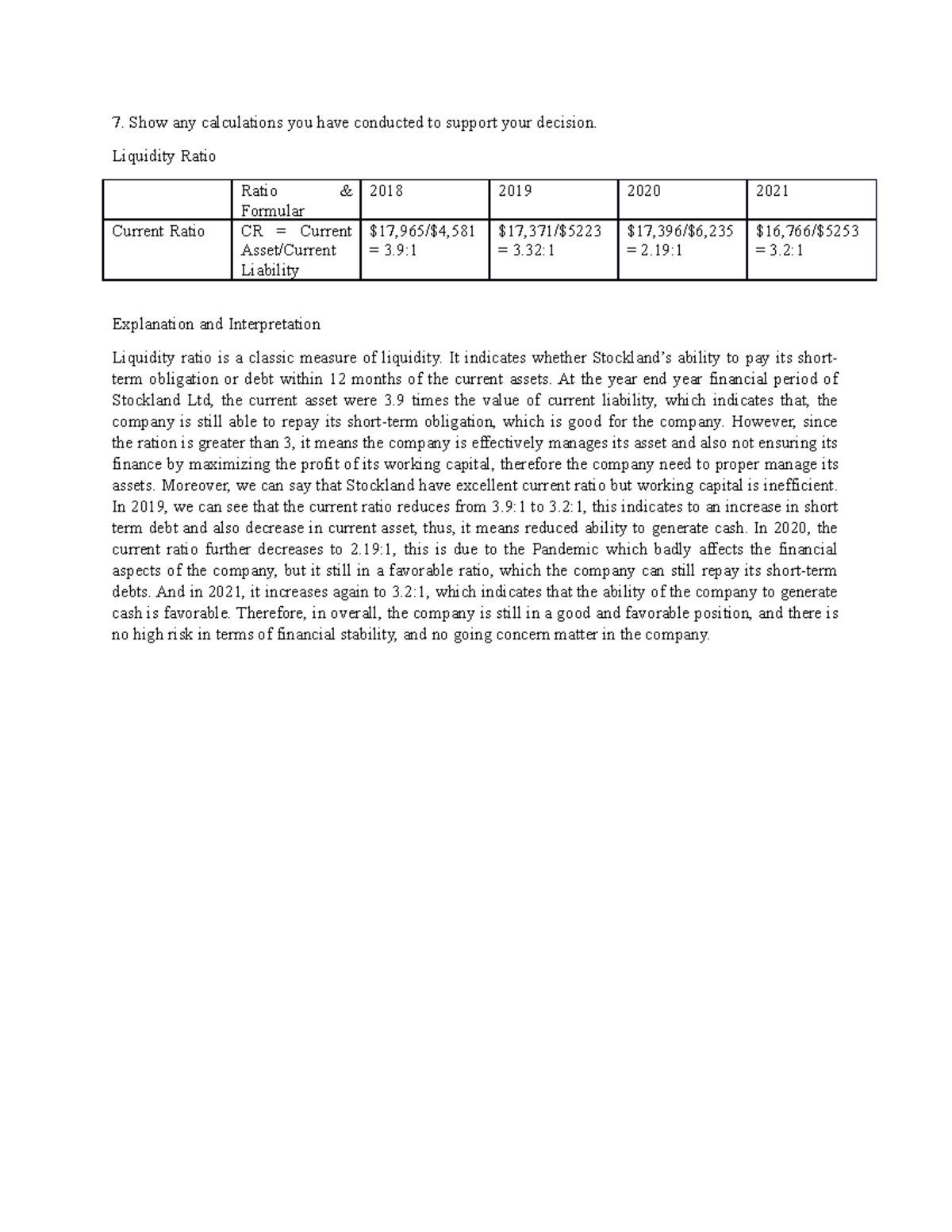 Af304 Assignment Show Any Calculations You Have Conducted To Support Your Decision Liquidity Af304 Assignment Show Any Calculations You Have Conducted To Support Your Decision Liquidity