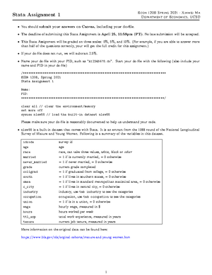 Problem Set-3-Solution - Problem Set 3 Econ 120B Spring 2021 · Xinwei ...