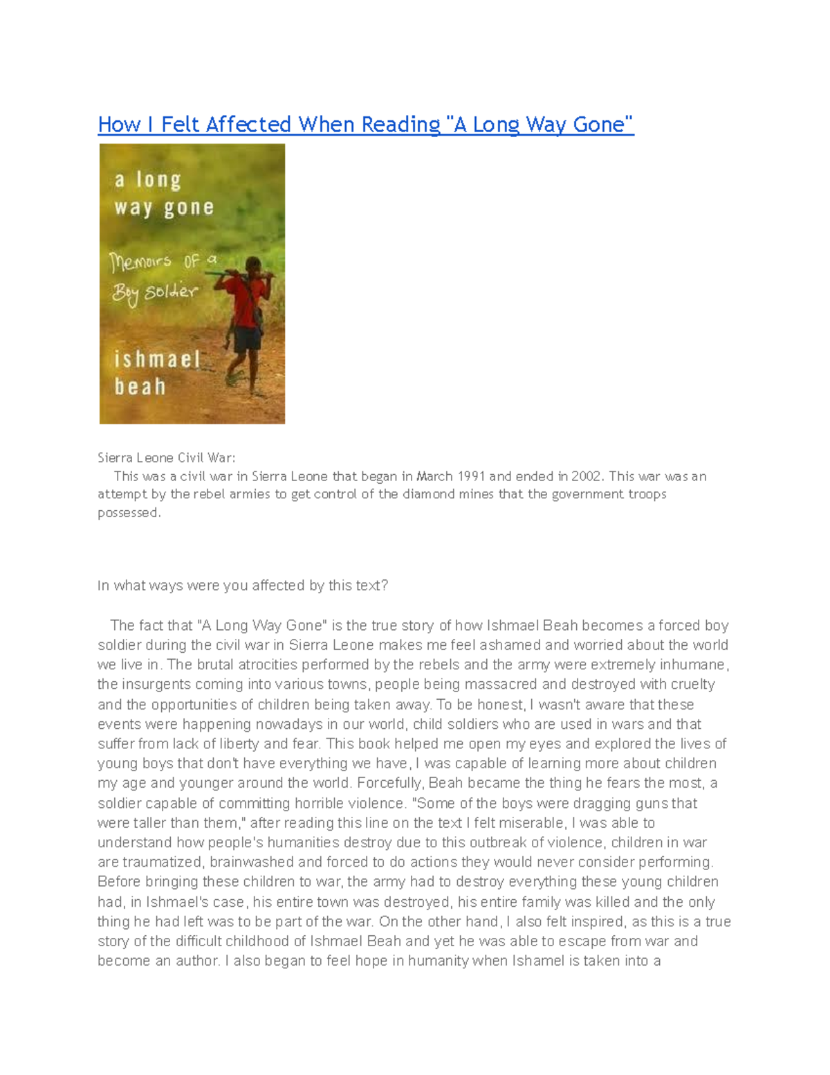 A Long Way Gone Chapter 10 Summary - gehkfum