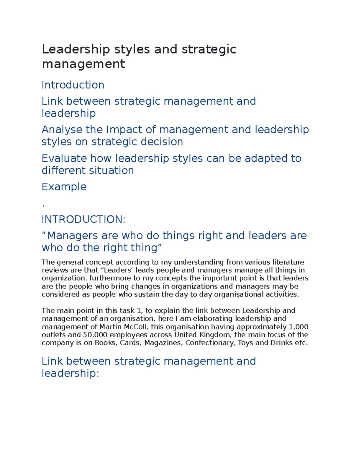 Leader 3 - Leadership styles and strategic management Introduction Link ...