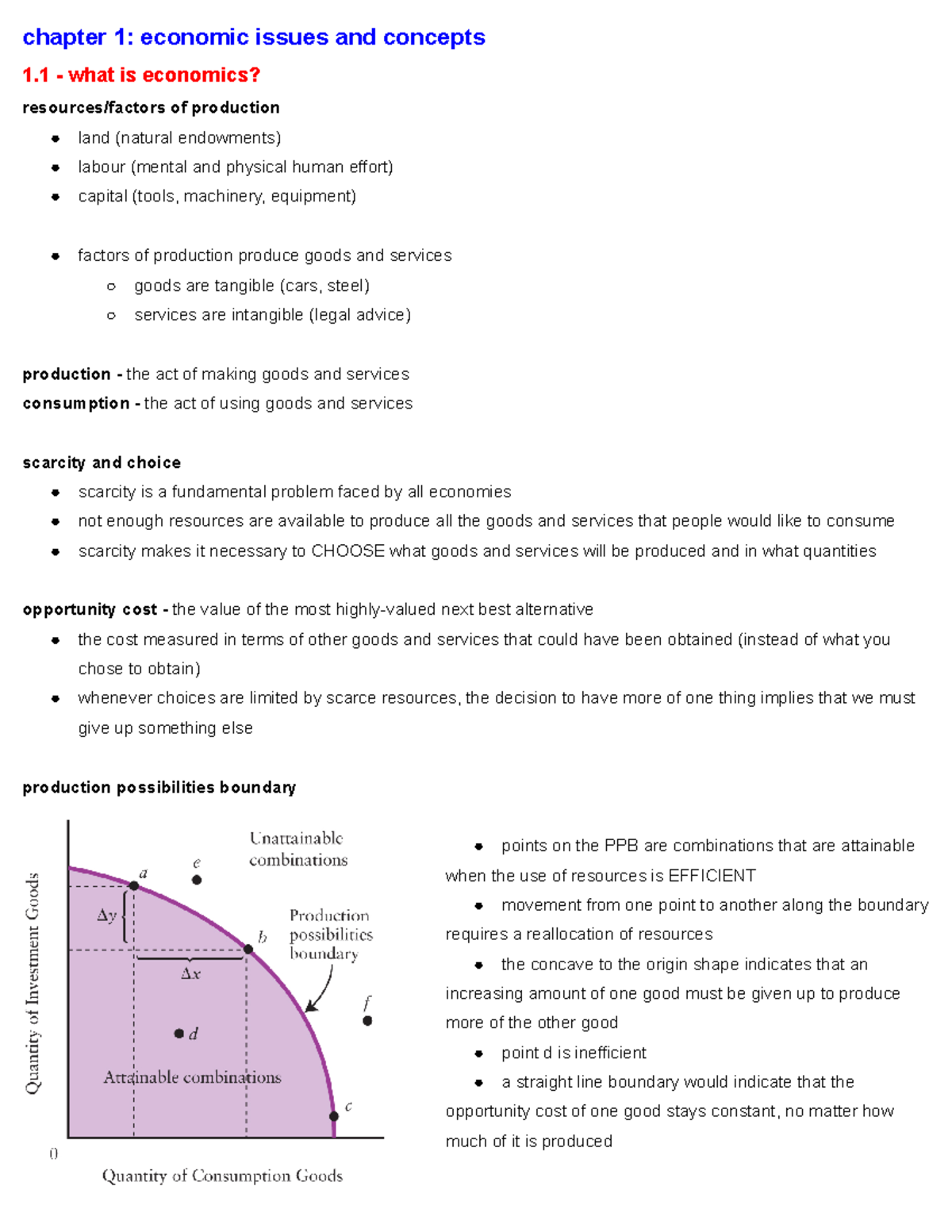 Chapter 1 - chapter 1: economic issues and concepts 1 - what is ...