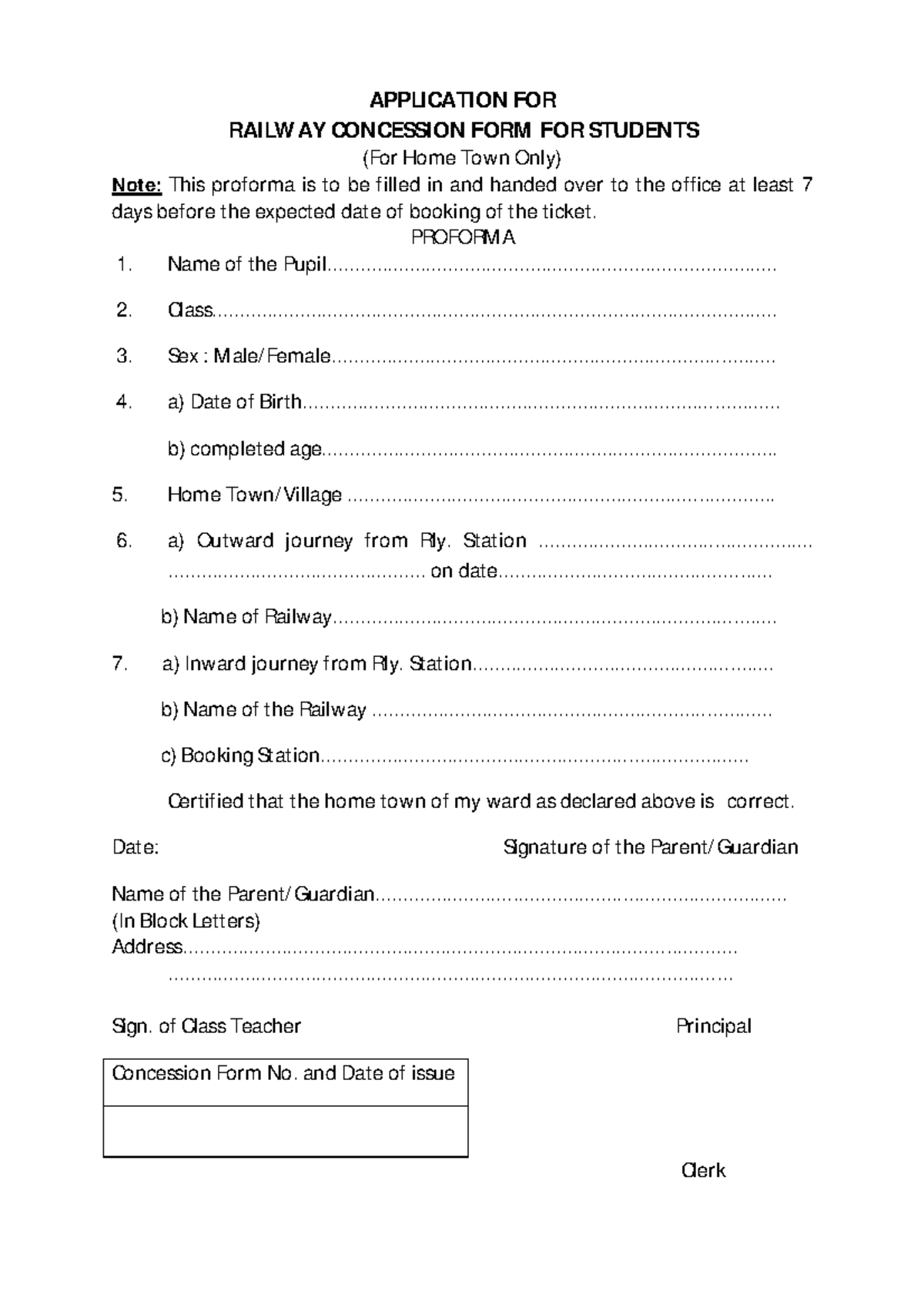 Rlycssn - Hilarious - APPLICATION FOR RAILW AY CONCESSION FORM FOR ...