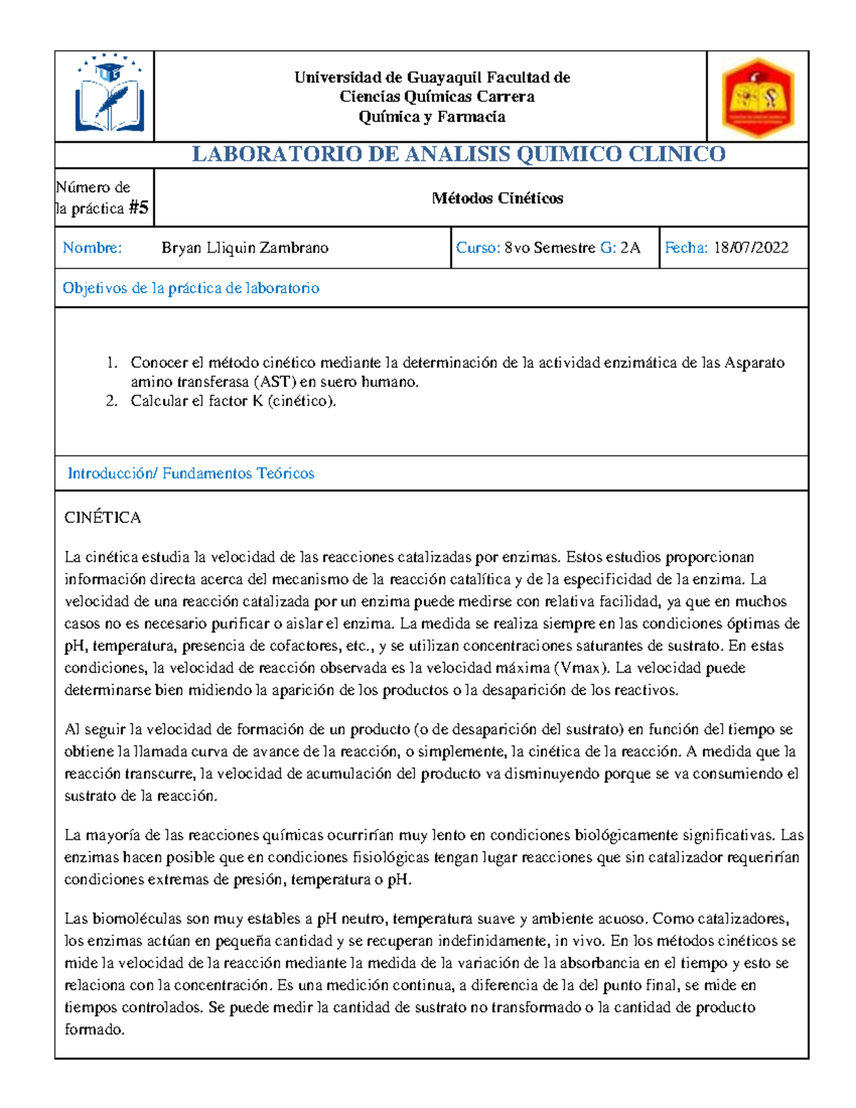 Aqc Informe 5 Practica Universidad De Guayaquil Facultad De