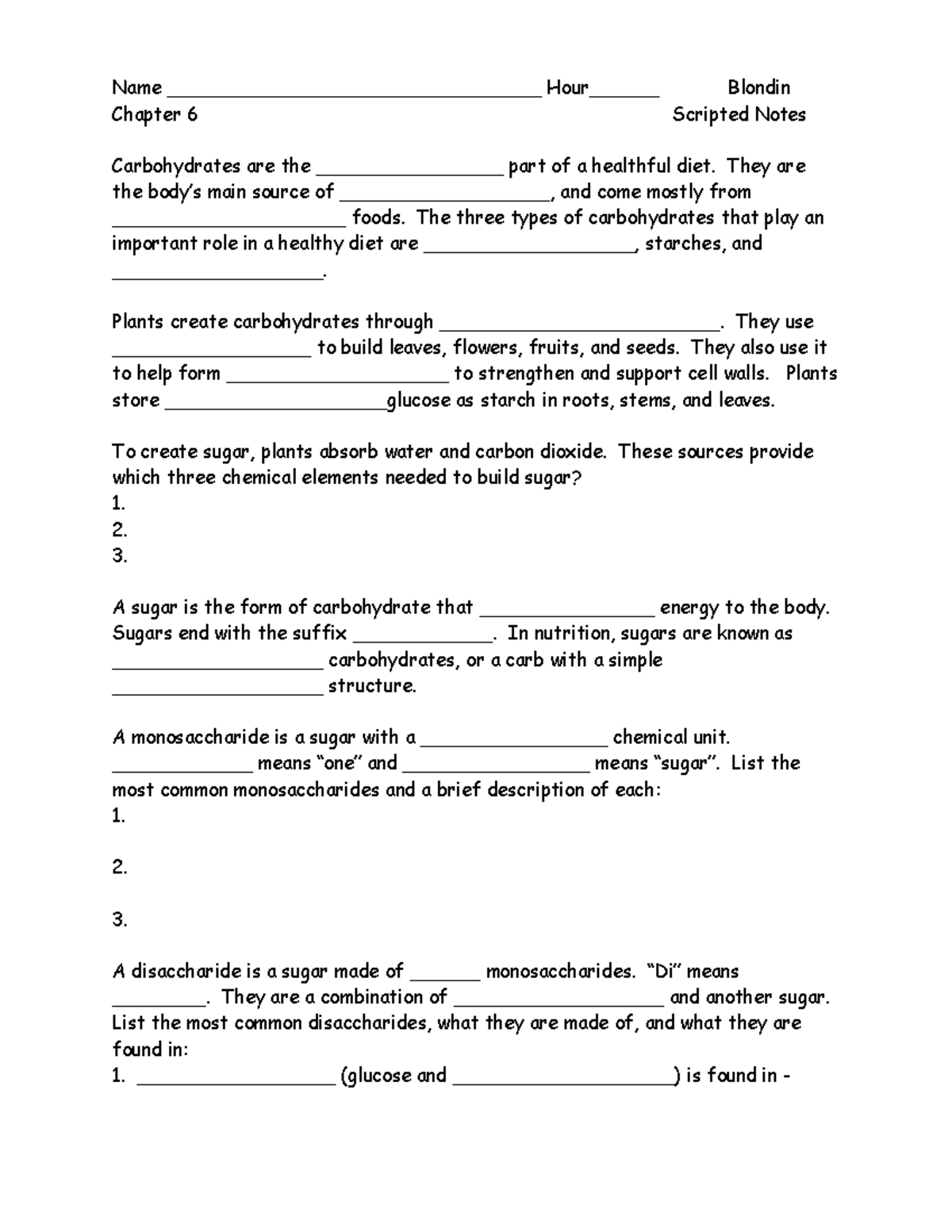 Chapter 6 Scripted Notes (1) - Name ...