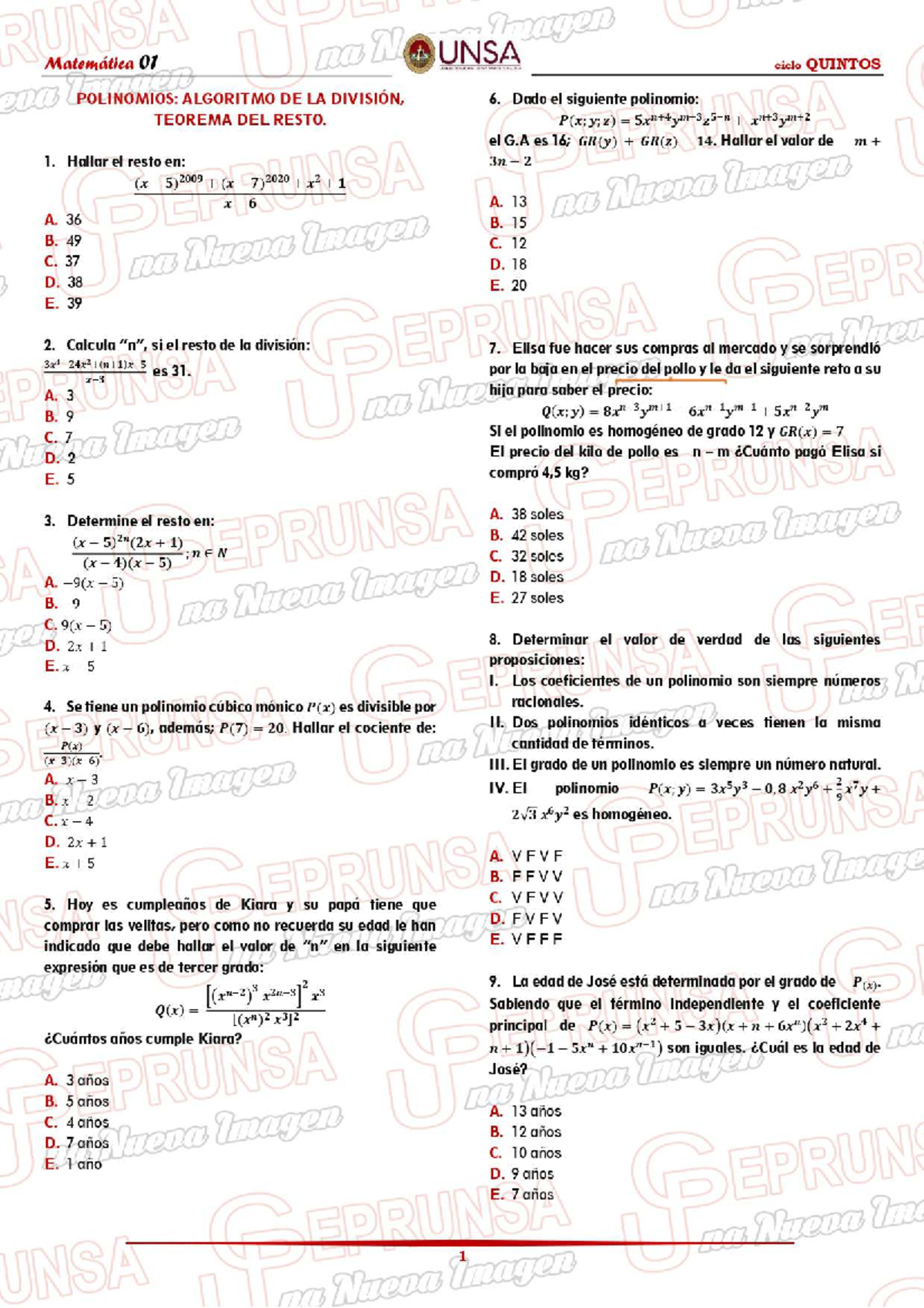 Matematica 1 - Para Repasar - Studocu