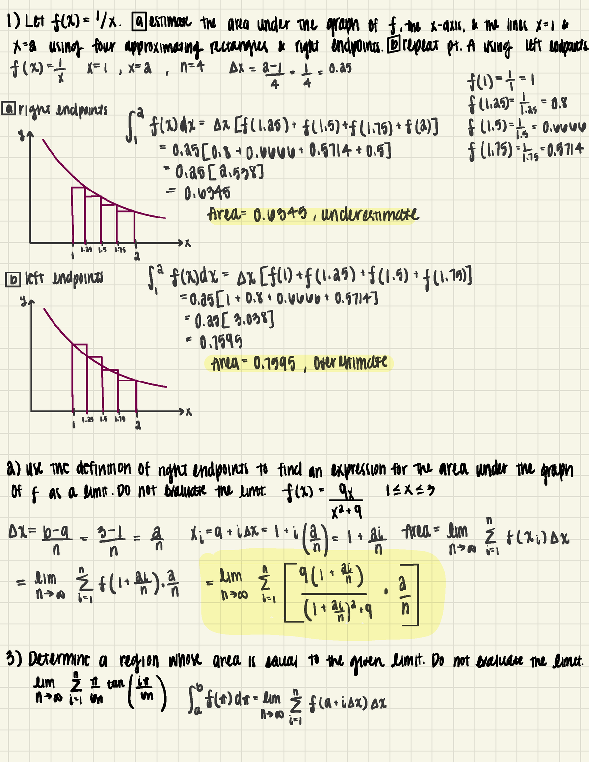 5.1 Webassign Areas And Distances - Let F- ( X ) = '  ×. Aestimate The 