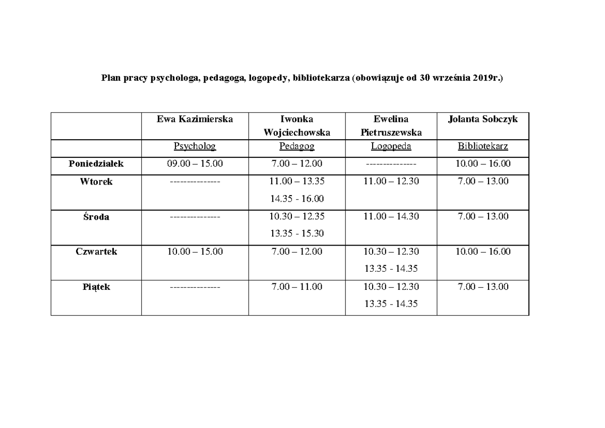 Psychologia Zaoczna Plan Lekcji Aps