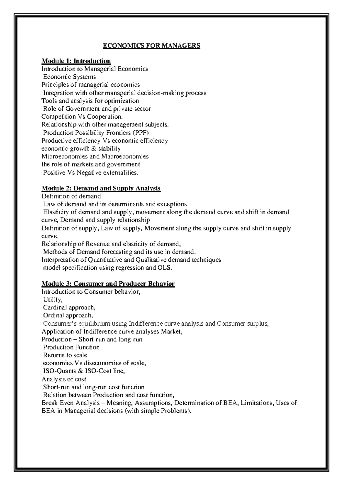 Economics FOR Managers - ECONOMICS FOR MANAGERS Module 1: Introduction ...