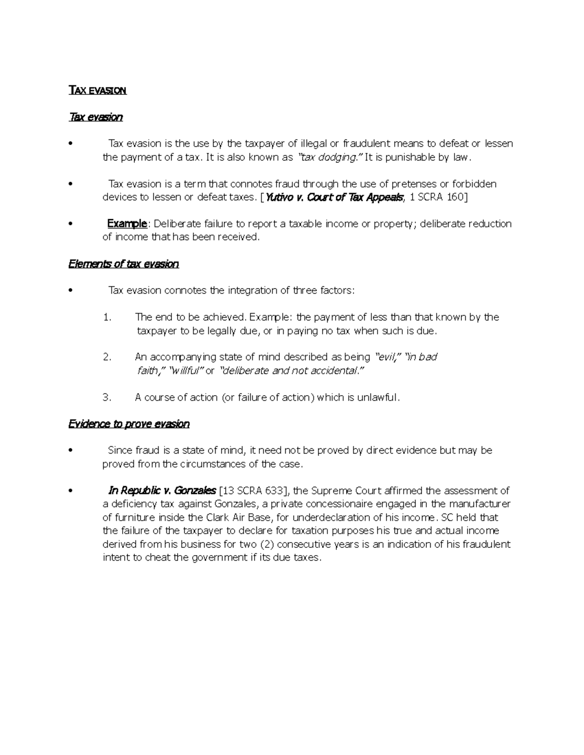 L7 Tax Evasion Avoidance T AX EVASION Tax evasion · Tax evasion is the use by the taxpayer of