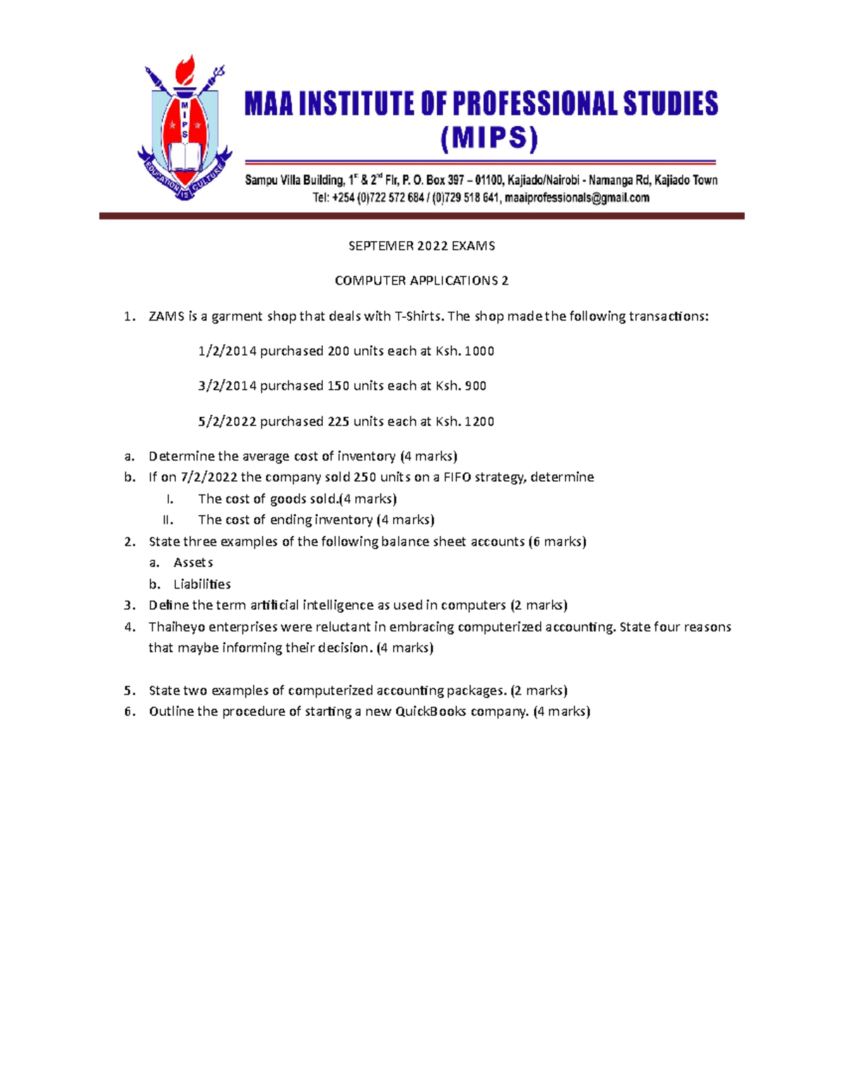 Comp App 2 - Complete course - SEPTEMER 2022 EXAMS COMPUTER ...