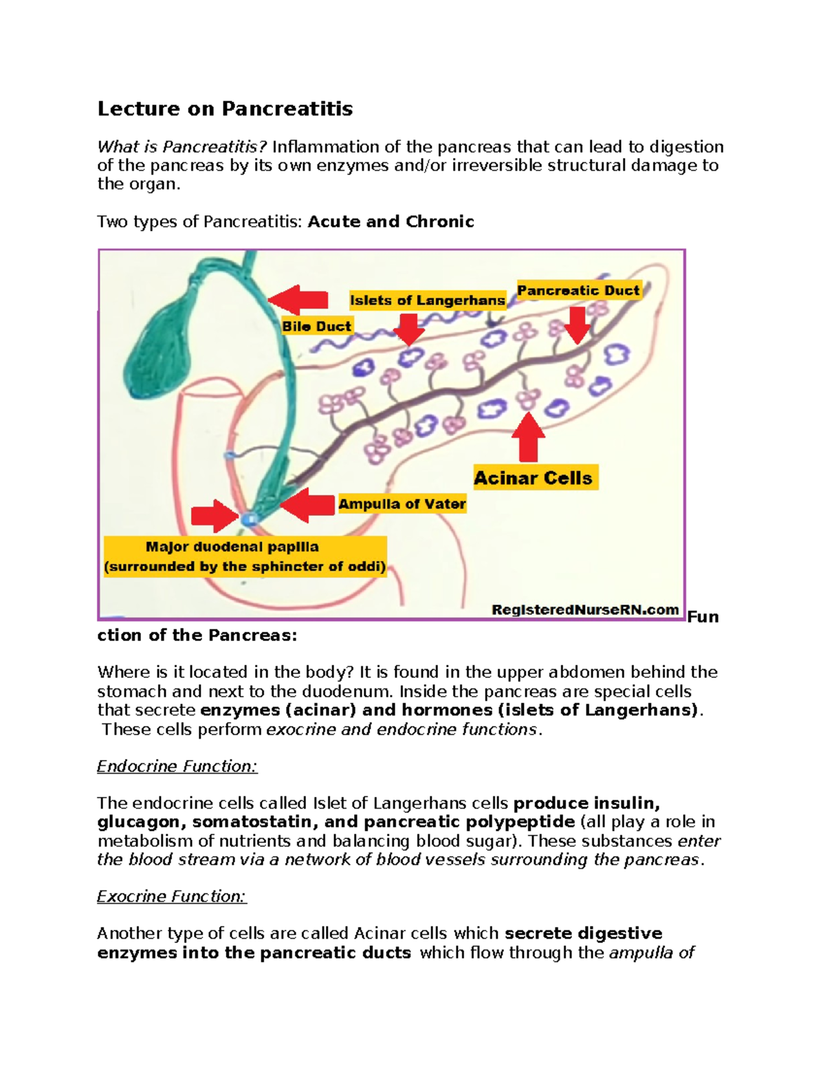 Pancreatitis Nclex Review - Lecture on Pancreatitis What is ...