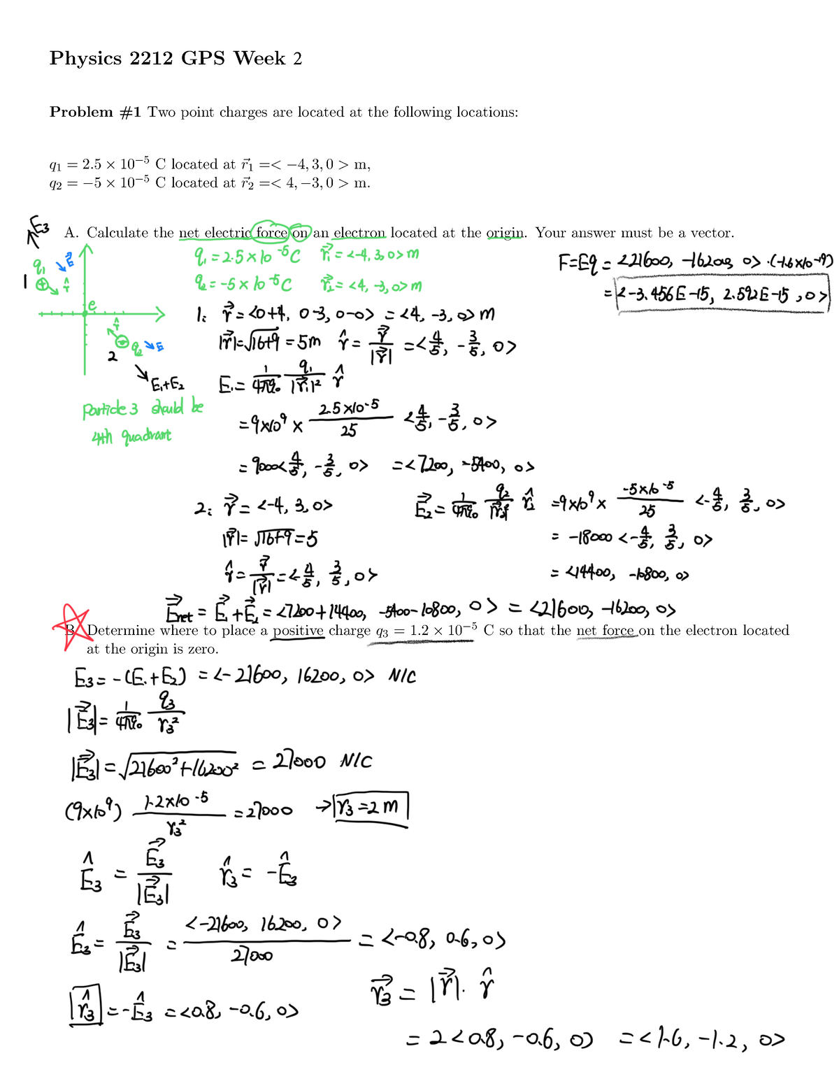 GPS1 GPS1 Physics 2212 GPS Week 2 Problem 1 Two point charges are